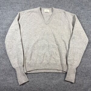 Vintage Lord Jeff Sweater Men's L V-Neck Gray Virgin Australian Lambswool 70s
